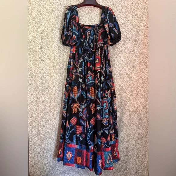 FARM Rio /Anthropology | Cotton Floral Maxi Peasant Hi-Low Dress - Picture 5 of 16